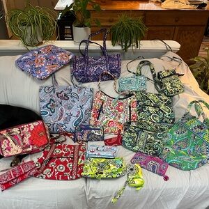 Vera Bradley Multicolored Tote and Purse Bundle- Set of 18 Pieces